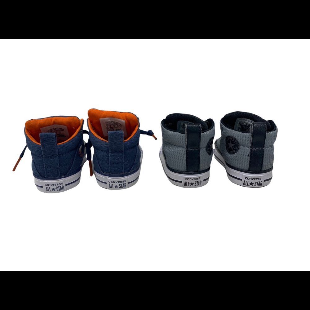 Lot of 2 Baby Toddler All Star Converse Size 4 & 5 Gray Black & Gray Orange - Picture 4 of 7